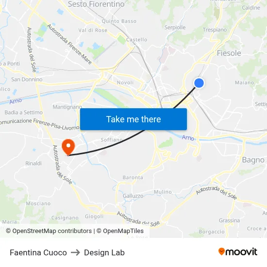 Faentina Cuoco to Design Lab map