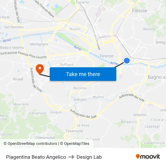 Piagentina Beato Angelico to Design Lab map