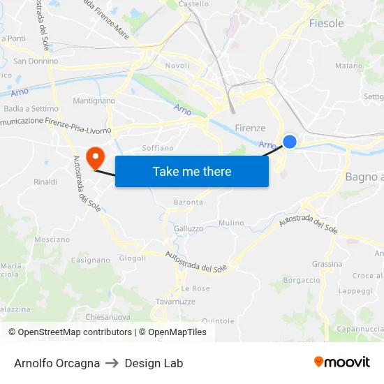 Arnolfo Orcagna to Design Lab map