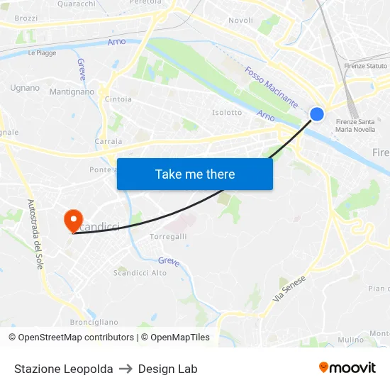 Leopolda Station to Design Lab map