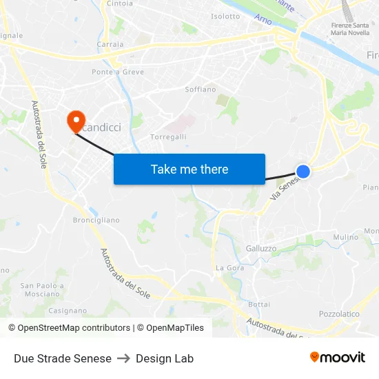 Two Roads Siena to Design Lab map