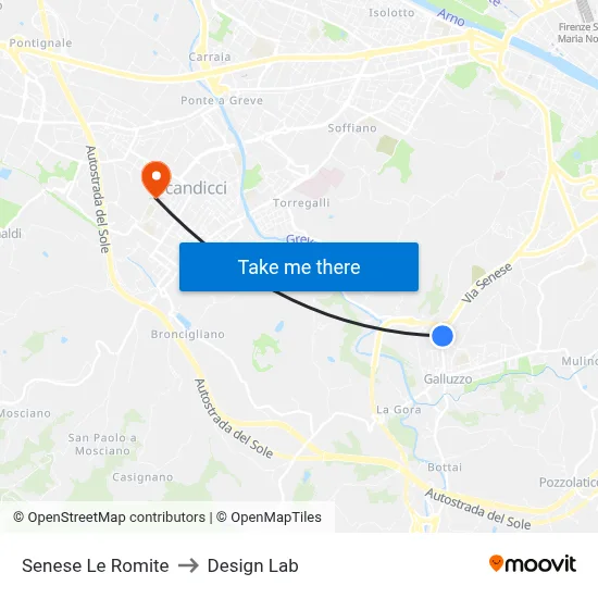 Siena Road Le Romite to Design Lab map