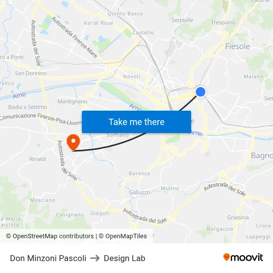 Don Minzoni Pascoli to Design Lab map