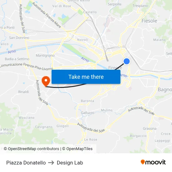 Donatello Square to Design Lab map