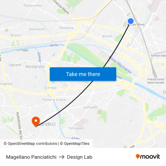 Magellano Panciatichi to Design Lab map
