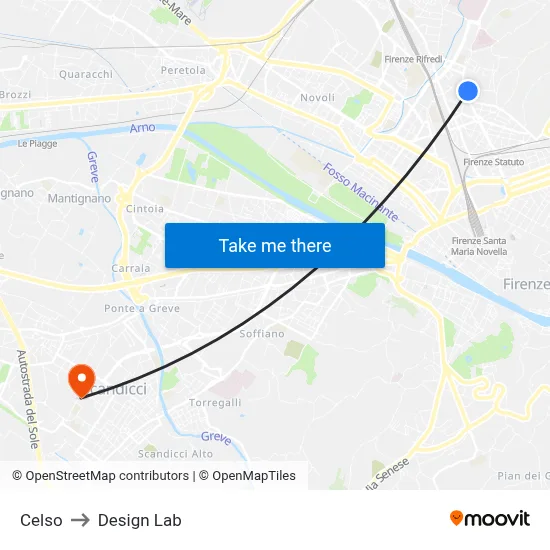 Celso to Design Lab map