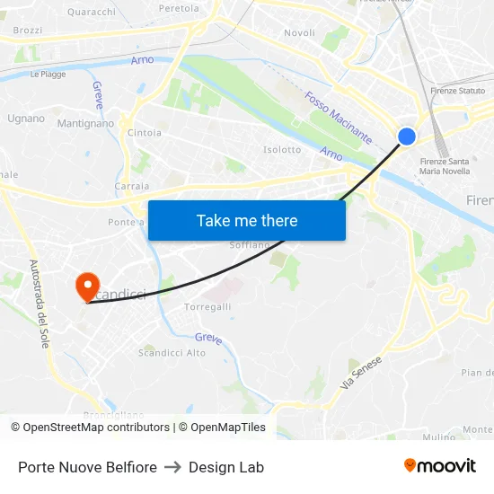 Porte Nuove Belfiore to Design Lab map