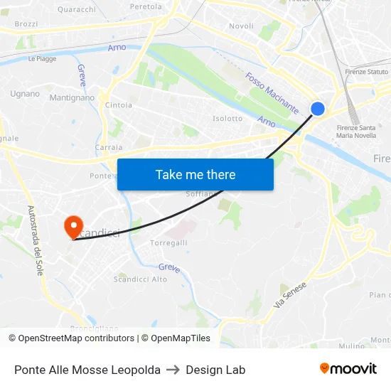 Ponte Alle Mosse Leopolda to Design Lab map