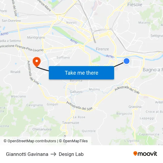 Giannotti Gavinana to Design Lab map