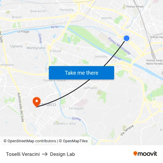 Toselli Veracini to Design Lab map
