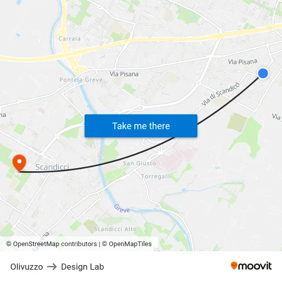 Olivuzzo to Design Lab map