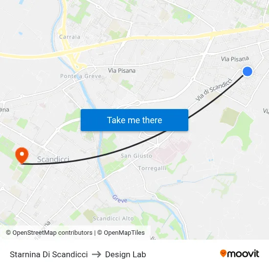 Starnina of Scandicci to Design Lab map