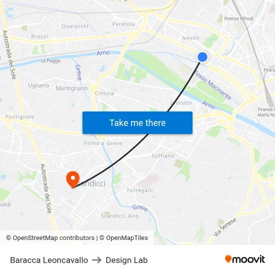 Baracca Leoncavallo to Design Lab map