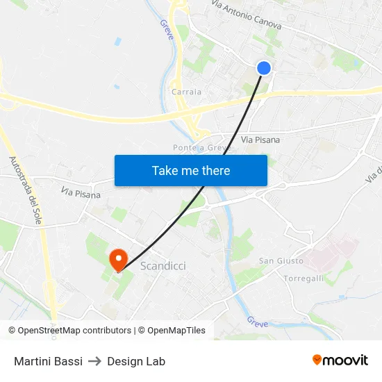 Martini Bassi to Design Lab map