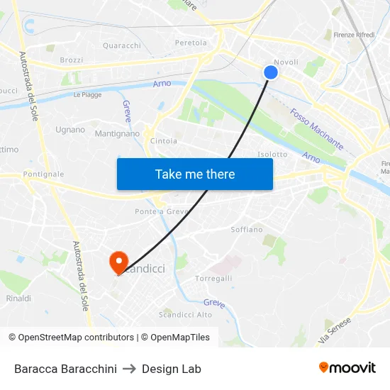 Baracca Baracchini to Design Lab map