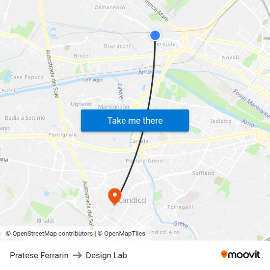 Pratese Ferrarin to Design Lab map