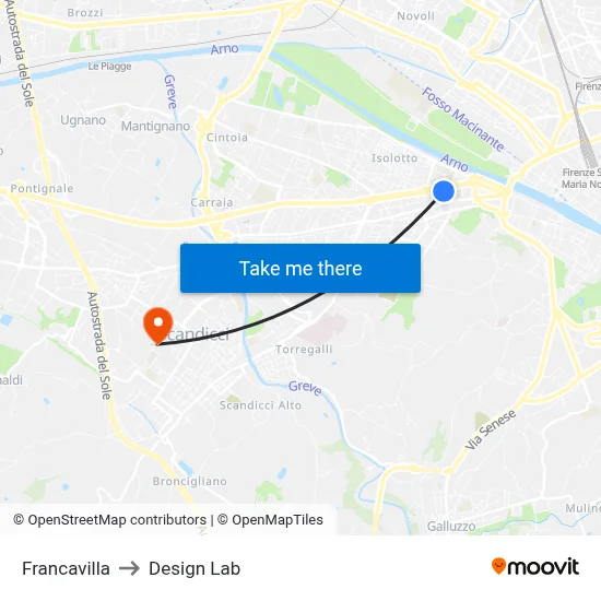 Francavilla to Design Lab map