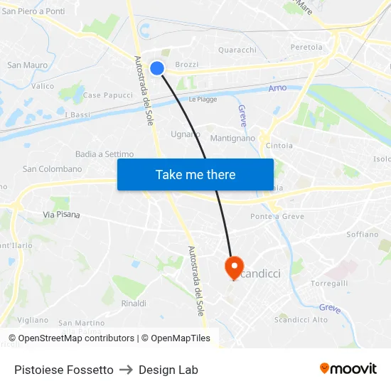 Pistoiese Fossetto to Design Lab map