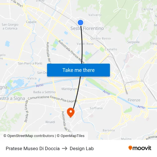 Pratese Doccia Museum to Design Lab map