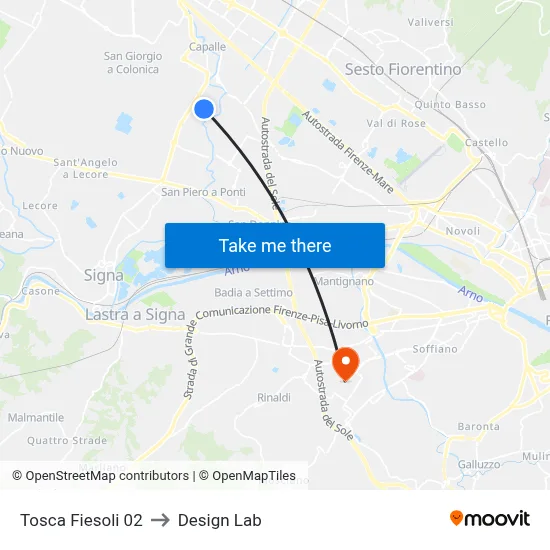 Tosca Fiesoli 02 to Design Lab map