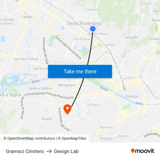 Gramsci Cemetery to Design Lab map