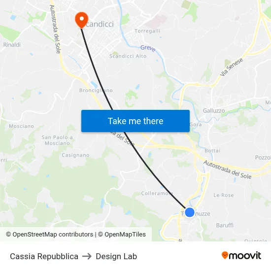 Cassia Repubblica to Design Lab map