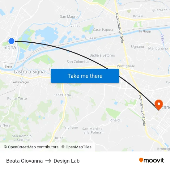 Beata Giovanna to Design Lab map