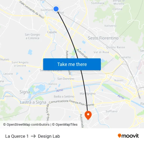 La Querce 1 to Design Lab map