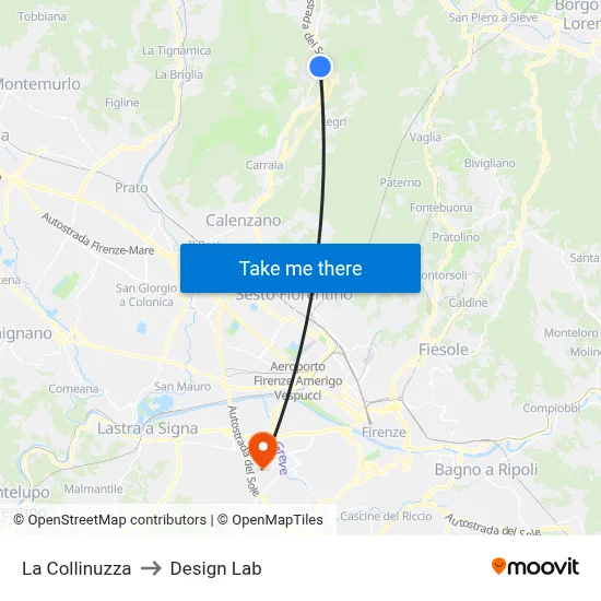 La Collinuzza to Design Lab map