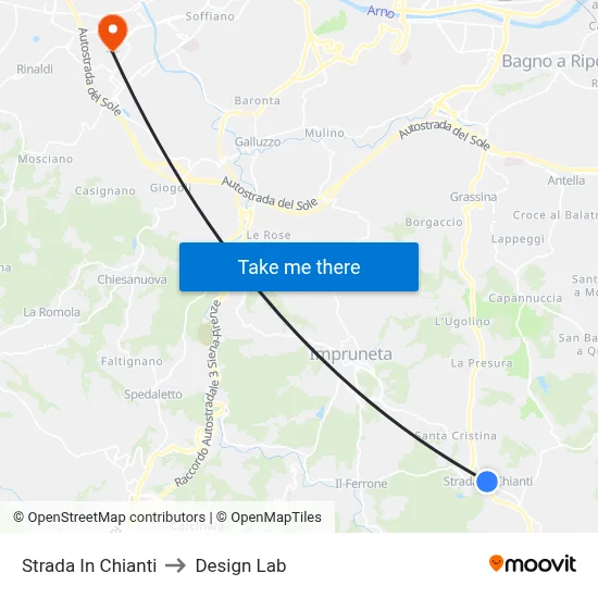 Strada in Chianti to Design Lab map