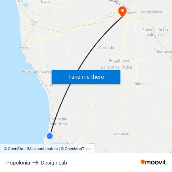 Populonia to Design Lab map