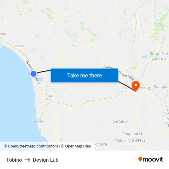 Tobino to Design Lab map