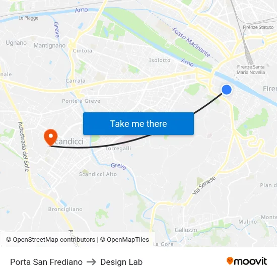 Porta San Frediano to Design Lab map