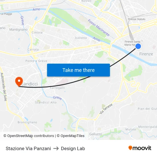 Station Via Panzani to Design Lab map