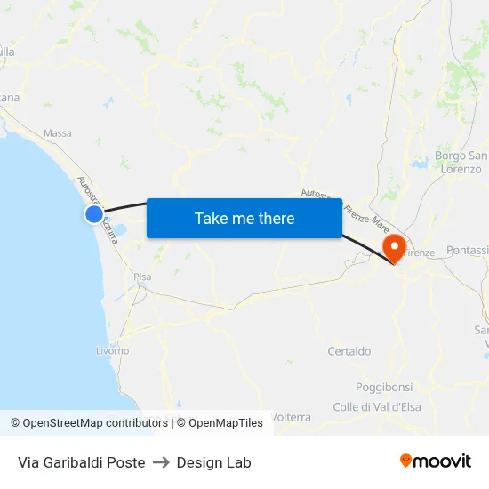 Via Garibaldi Post Office to Design Lab map
