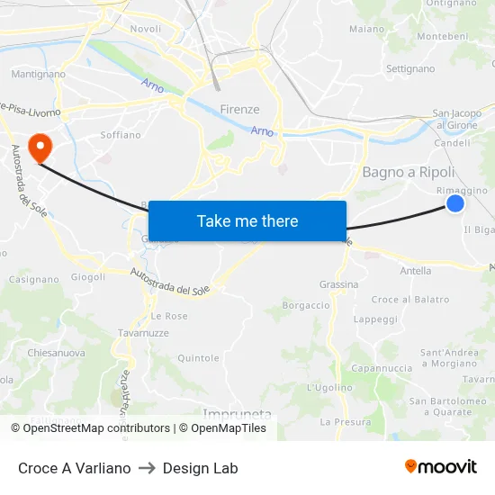 Croce A Varliano to Design Lab map