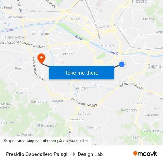 Palagi Hospital to Design Lab map