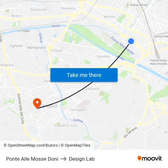 Ponte Alle Mosse Doni to Design Lab map