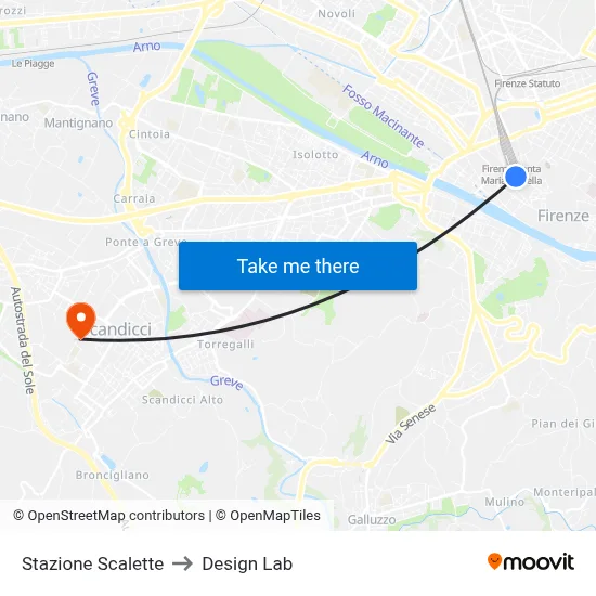 Scalette Station to Design Lab map