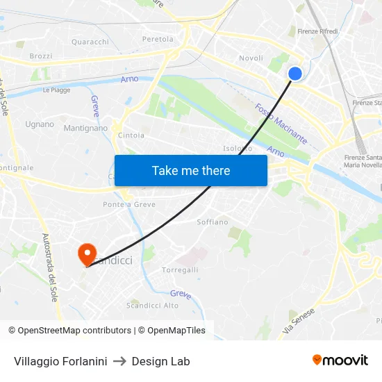 Forlanini Village to Design Lab map
