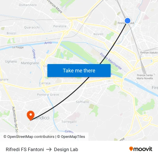 Rifredi Station Fantoni to Design Lab map