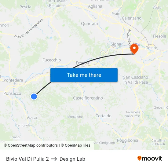 Bivio Val Di Pulia 2 to Design Lab map