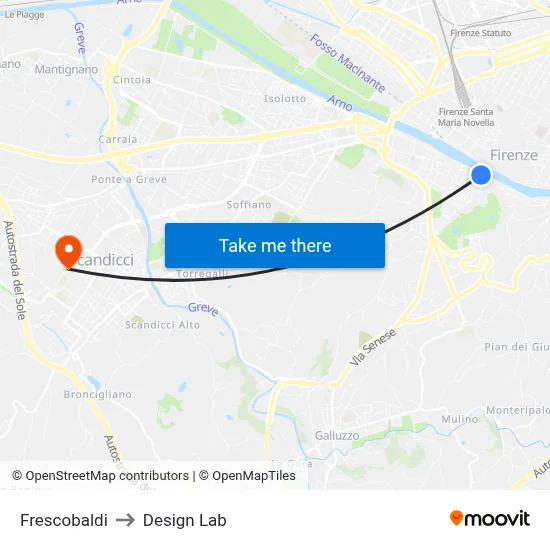 Frescobaldi to Design Lab map