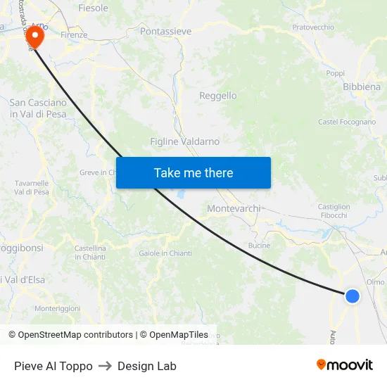 Pieve Al Toppo to Design Lab map
