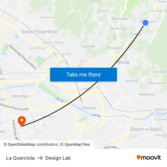 La Querciola to Design Lab map