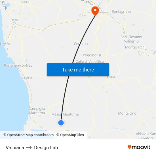 Valpiana to Design Lab map