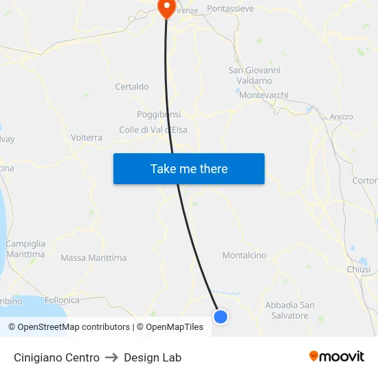 Cinigiano Center to Design Lab map