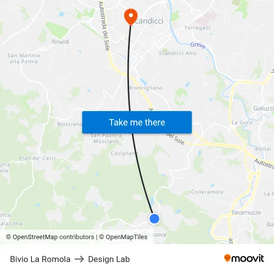 La Romola Junction to Design Lab map