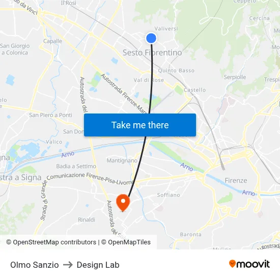 Olmo Sanzio to Design Lab map