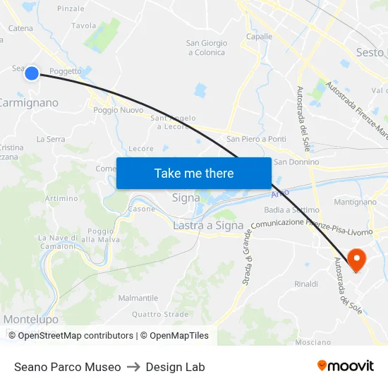 Seano Museum Park to Design Lab map